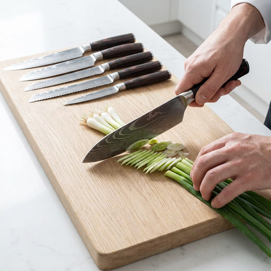 OMEGA Ripple Series – 7-Piece Damascus Knife Set