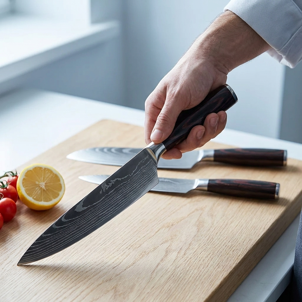 OMEGA Ripple Series – 3-Piece Damascus Knife Set