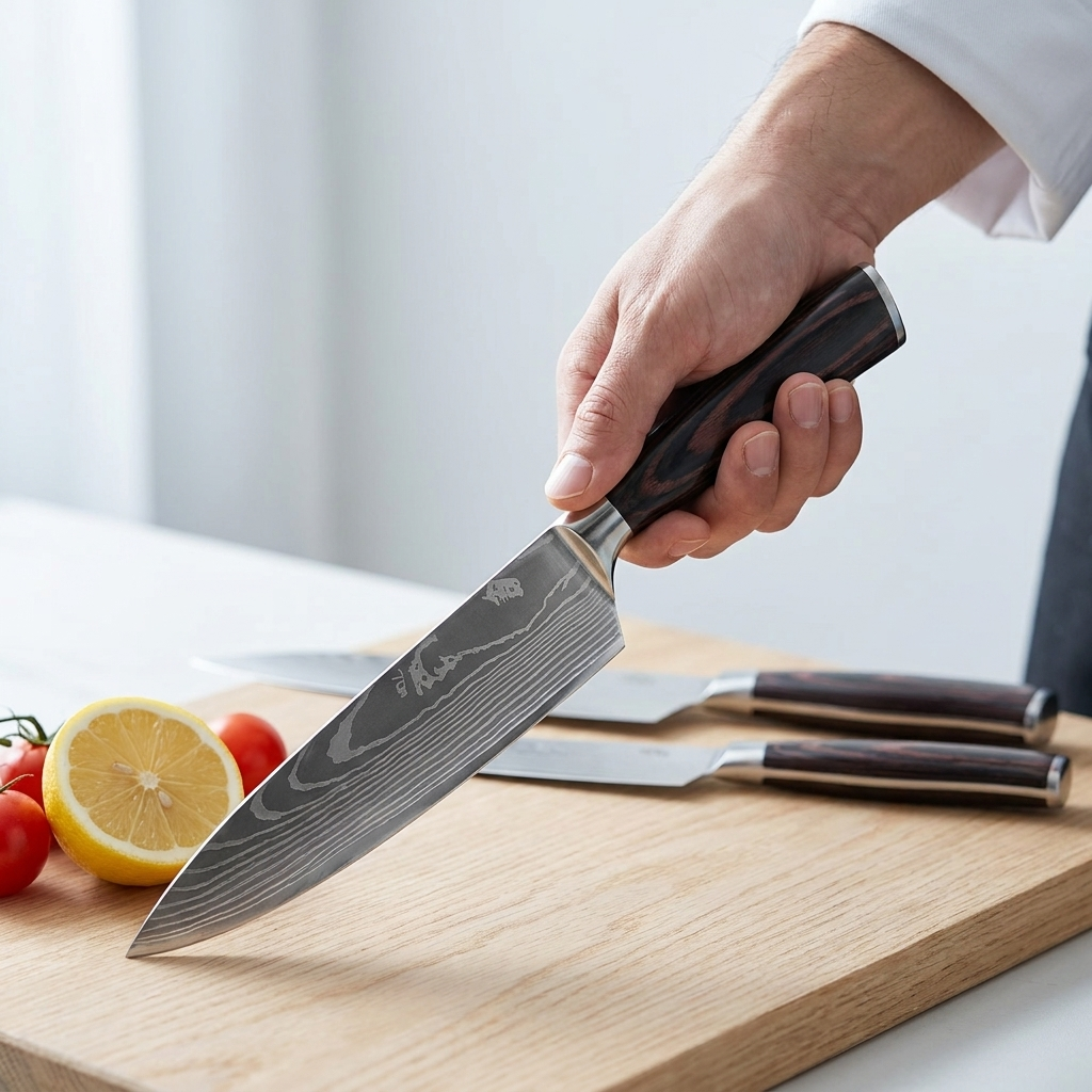 OMEGA Ripple Series – 9-Piece Damascus Knife Set